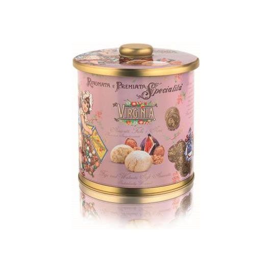 Tan Amaretti Virginia Soft Figs & Walnuts Amaretti Barrel Tin 220g