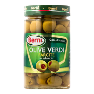 Dark Olive Green Berni Green Olive With Pepper 310g