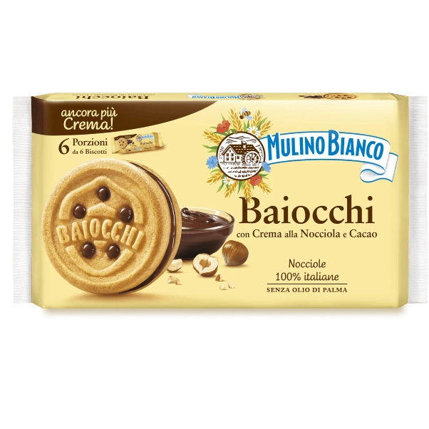 Khaki Mulino Bianco Baiocchi Filled With Hazelnut Cream & Cocoa (6x56g) 336g