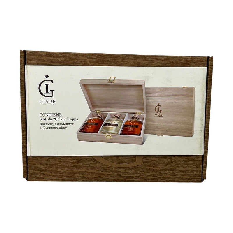 Gray Distilleria Marzadro Giare Grappa Selection Wooden Gift Box 3x20cl