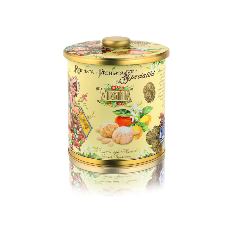 Tan Amaretti Virginia Soft Assorted Citrus Amaretti Barrel Tin 220g