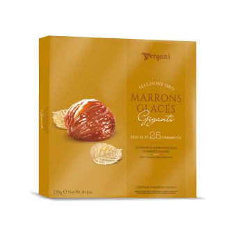 Dark Goldenrod Vergani Italian Glazed Chestnuts Giganti "Selezione Oro" 230g