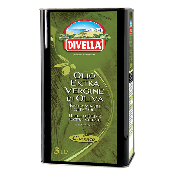 Dark Olive Green Divella Extra Virgin Olive Oil Classic Tin 3 Litre