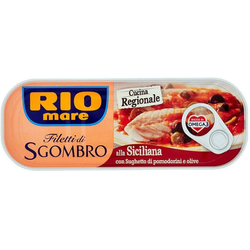 Firebrick Rio Mare Grilled Mackerel Fillets with Tomato Sauce & Olive 120g