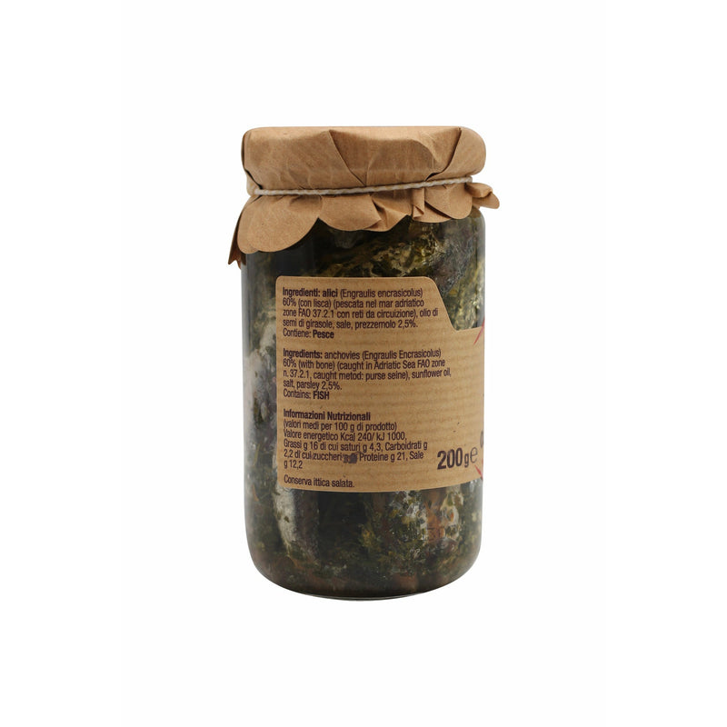 Light Gray Delizie Di Calabria Anchovies With Parsley 200g