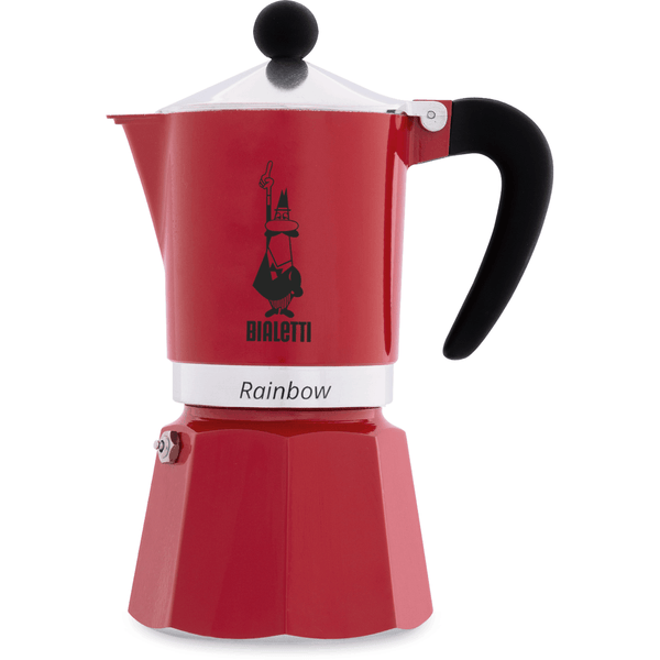Brown Bialetti Rainbow Aluminium Coffee Maker 3 Cup (Red)