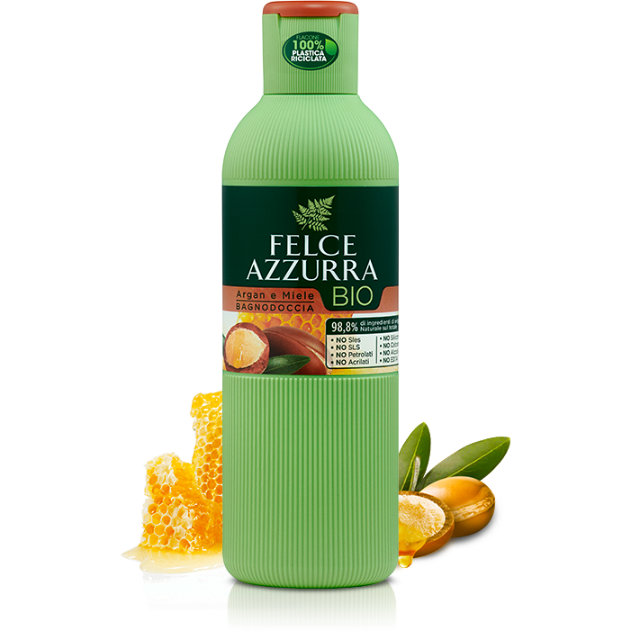 Dark Sea Green Felce Azzurra Organic Bodywash Argan & Honey 500ml